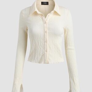 Cider Cream Button-Up Crop Top